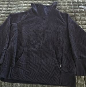 RBX Black Textured Pattern Cowl Neck Tunic Sweatshirt